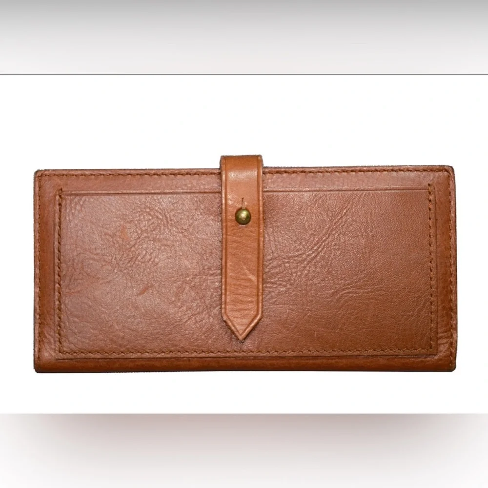 Madewell Wallet 1937 Brown Leather Slim Long Bifold Men / Women Zip Pocket Mint.